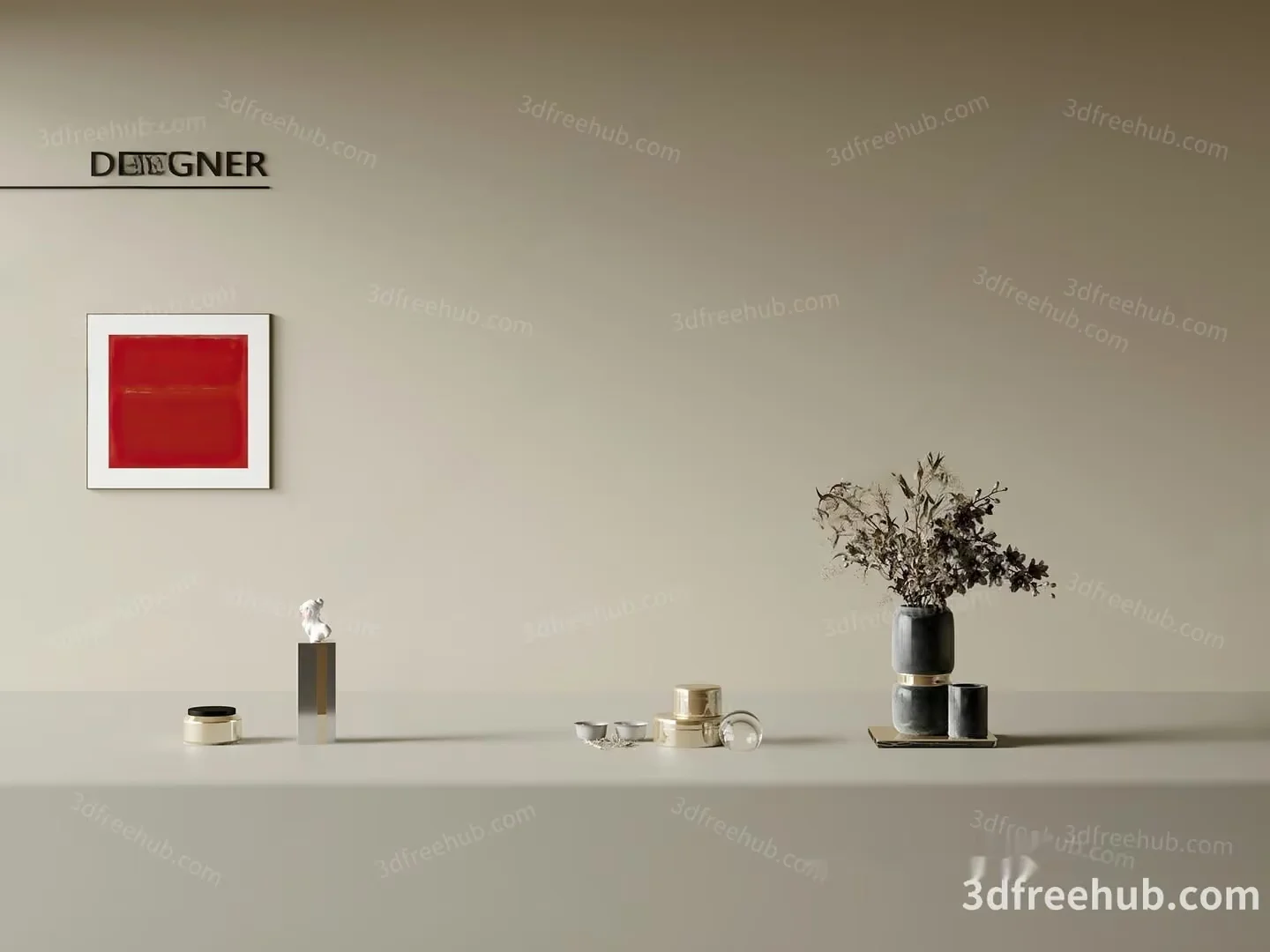 A Minimalist Art Display 3D Model – 18843 – VRAY Render