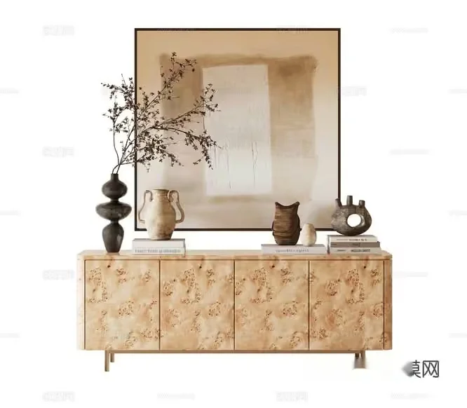 A Beige Sideboard With A Textured Finish 3D Model – 15558 – CORONA Render