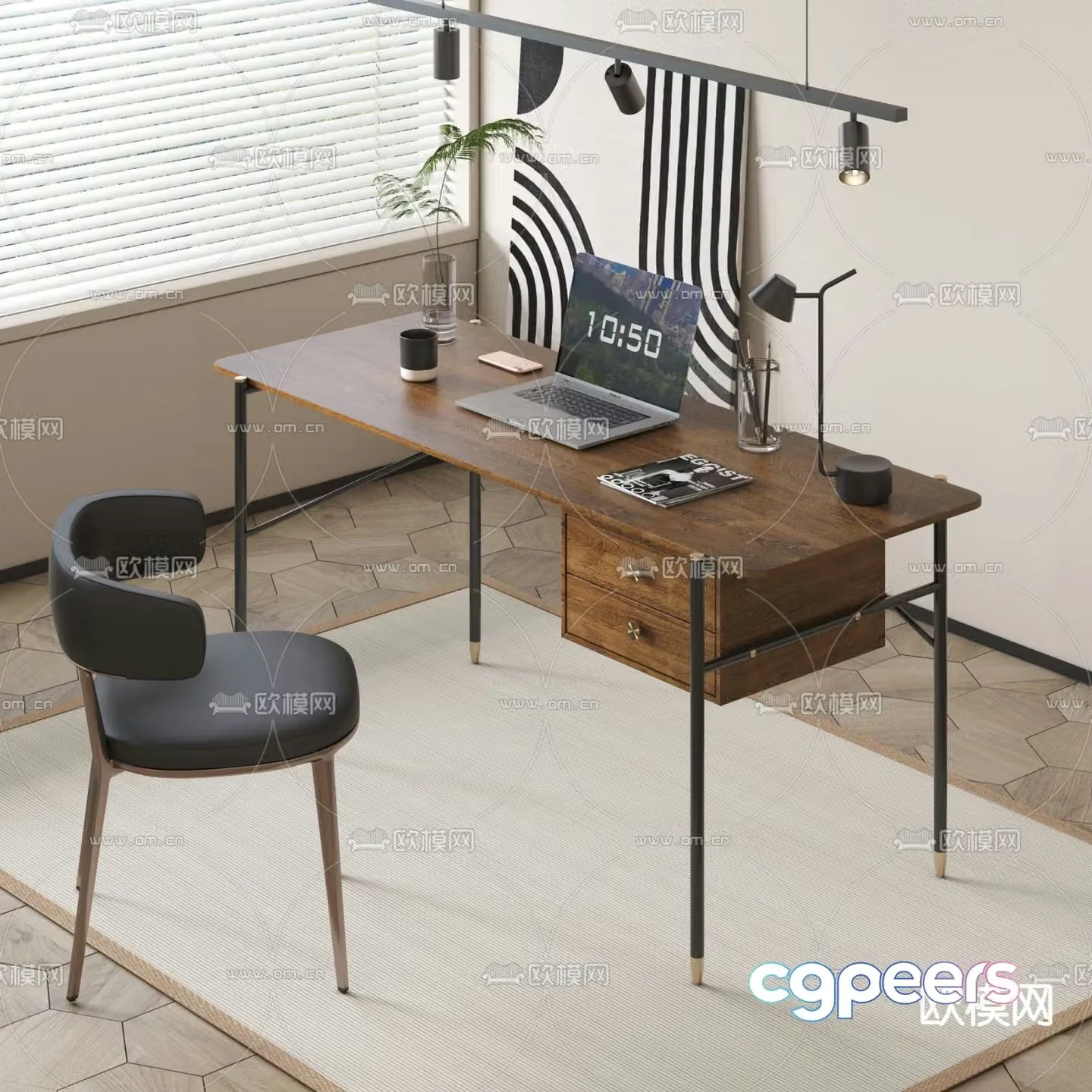 Desk Computer desk Learning desk 3D model