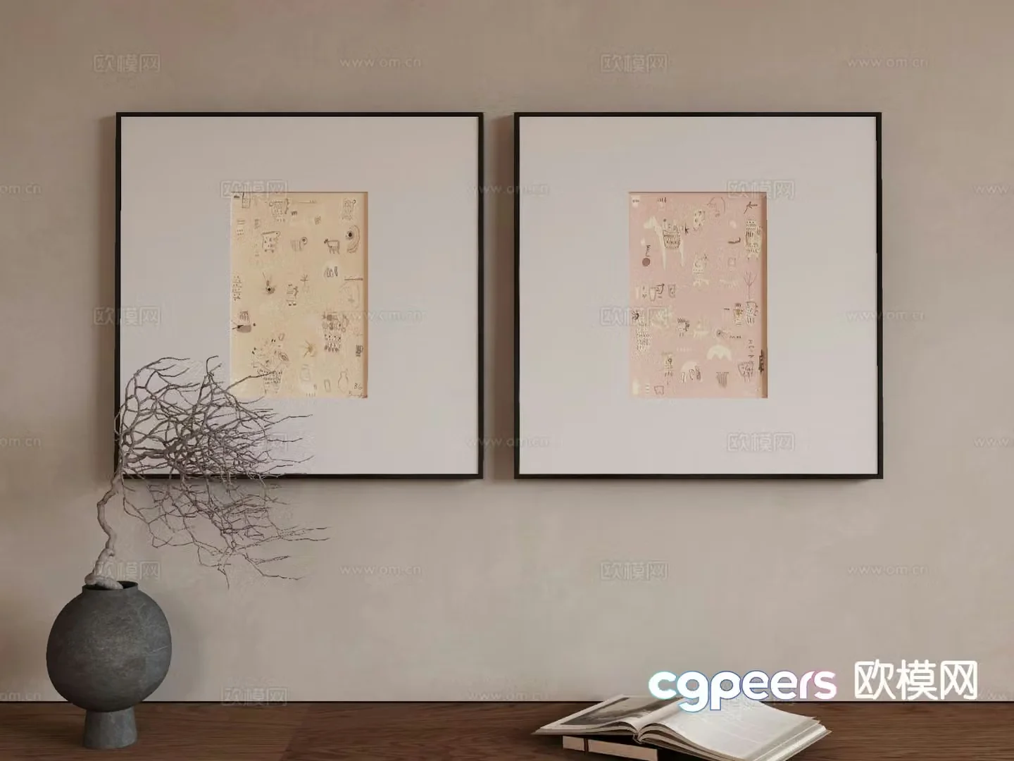 Modern art painting decorative painting 3d model