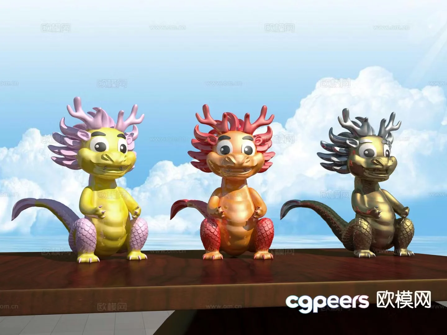Little Dragon Fashionable Toy Sculpture Doll Cartoon Ornament 3D Model