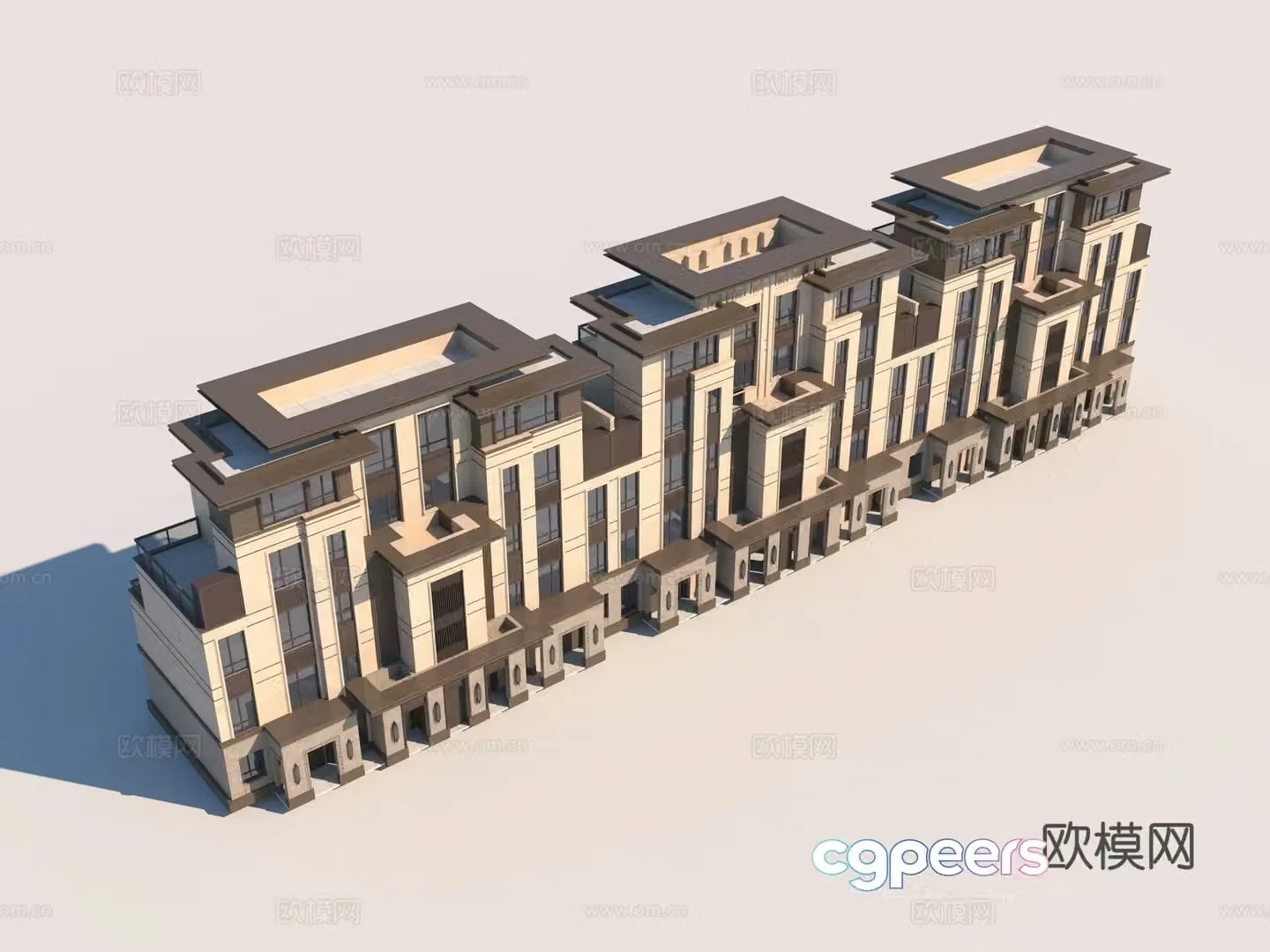 Modern town villa single building 3D model