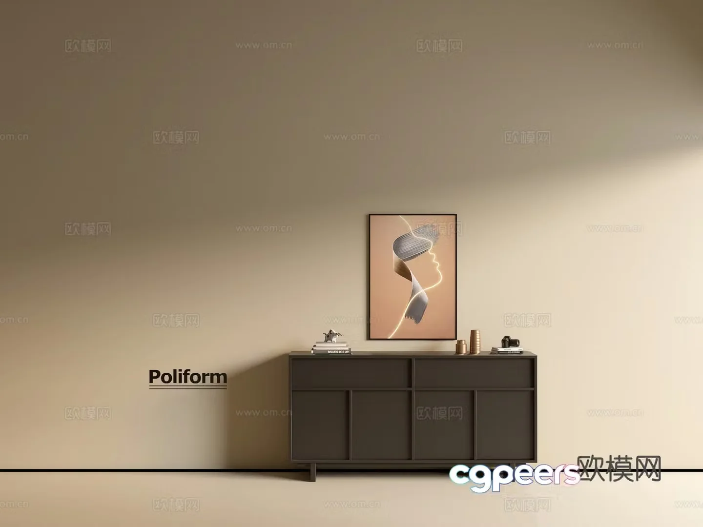 Modern black cabinet ins wind side cabinet chest cabinet low cabinet whole cabinet dining side cabinet balcony cabinet 3d model