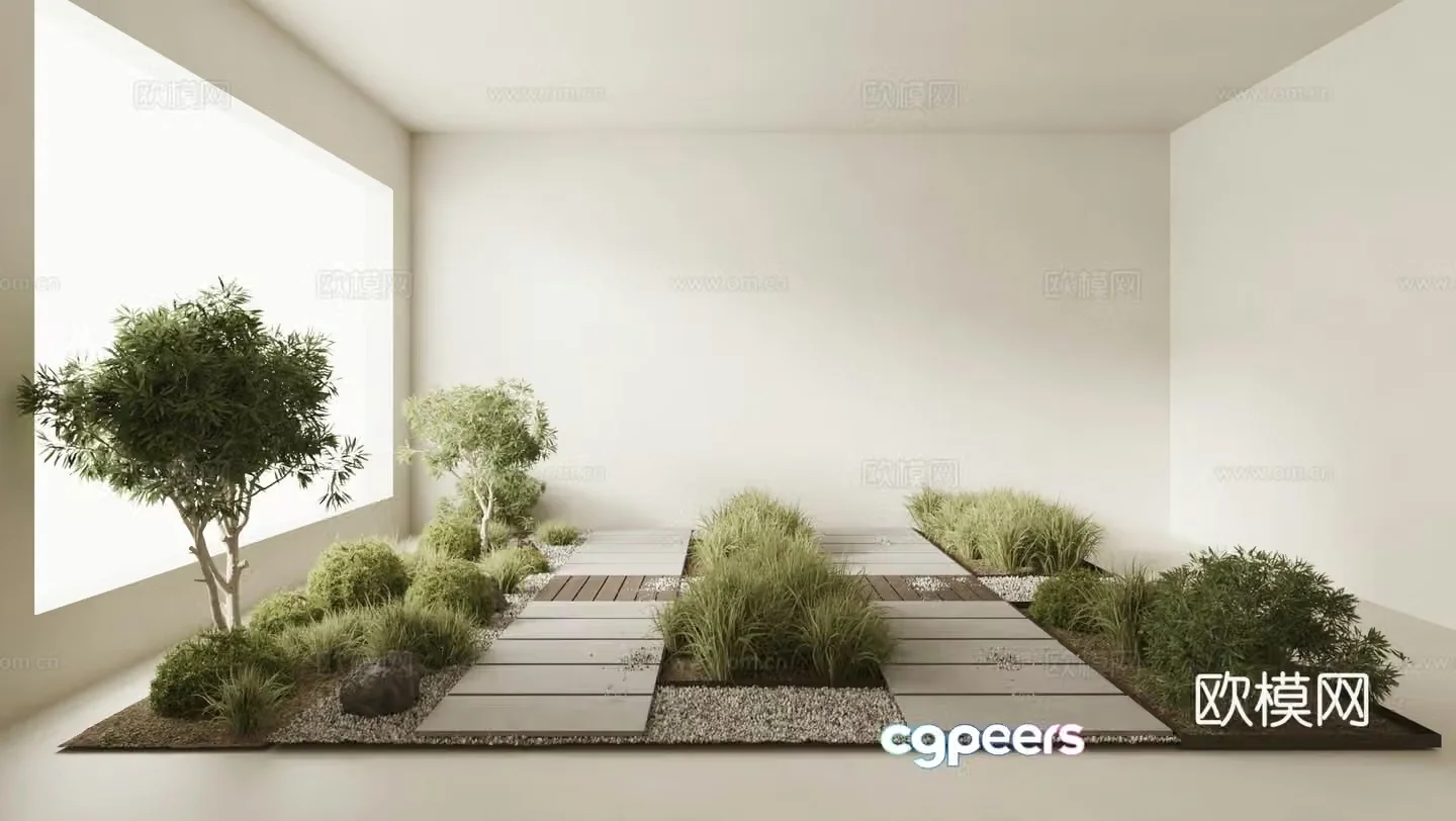 Modern garden landscape garden plants terrace 3d model
