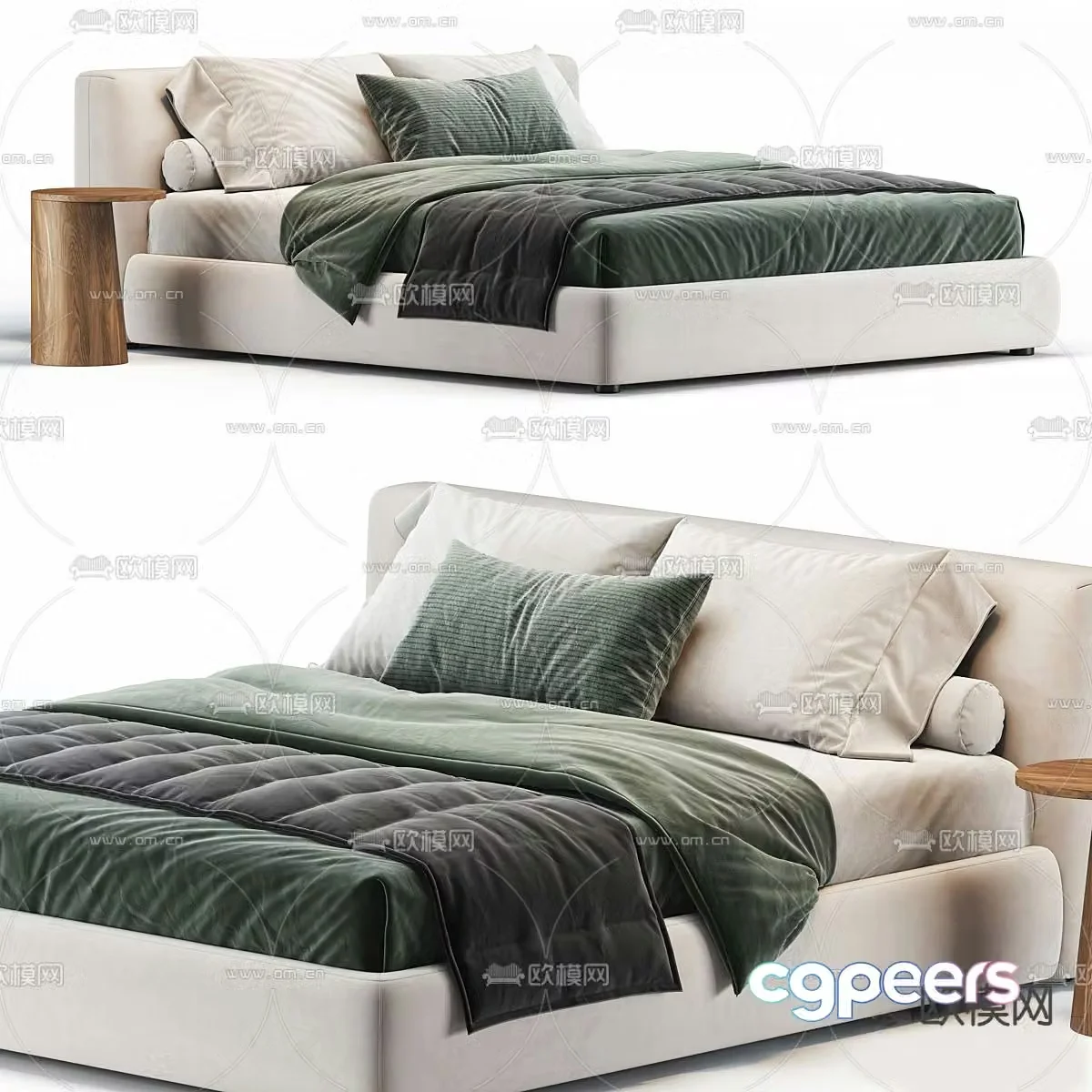 Ophelia leather double bed 3d model
