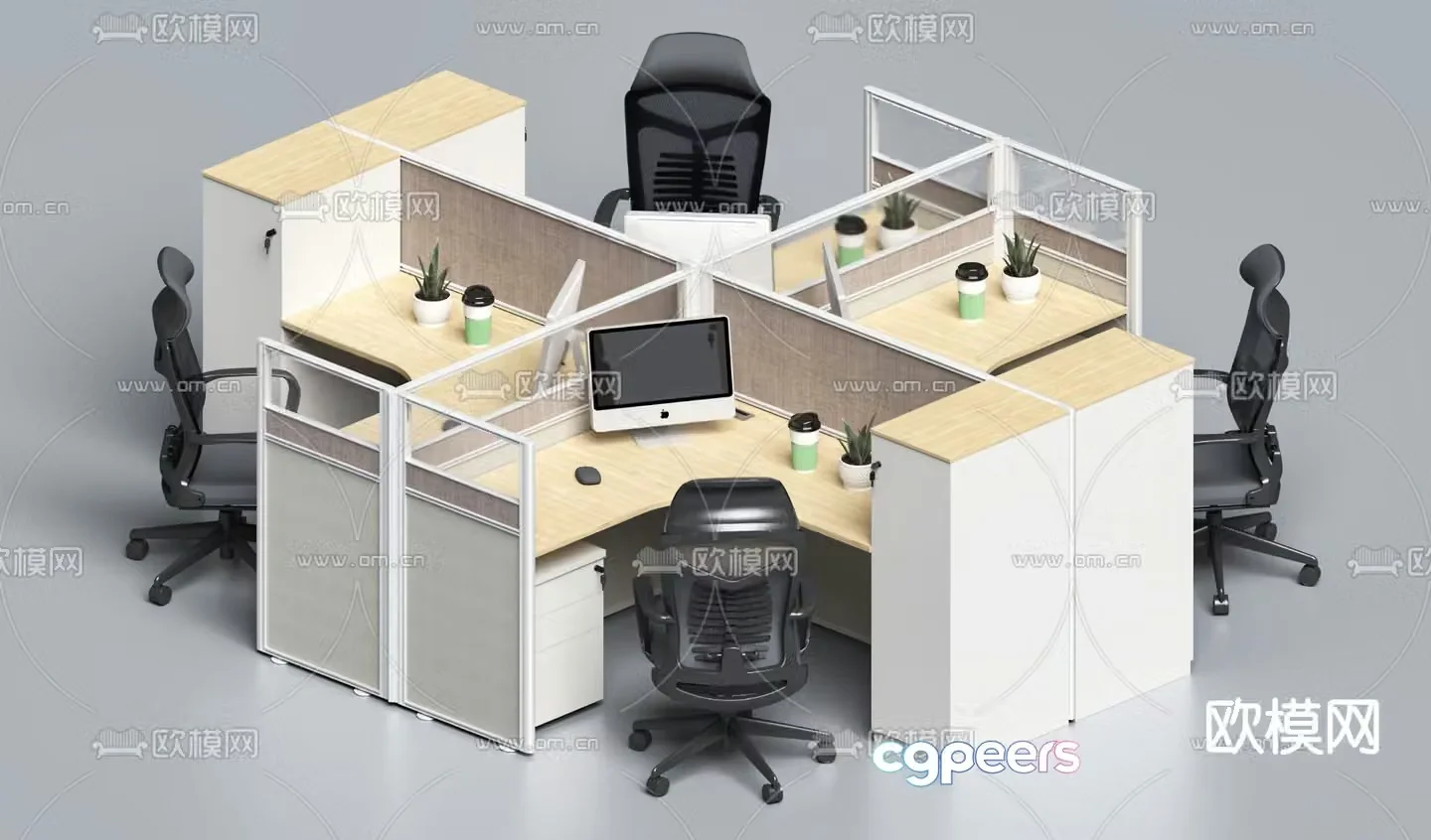 Card space desk workstation 3D model
