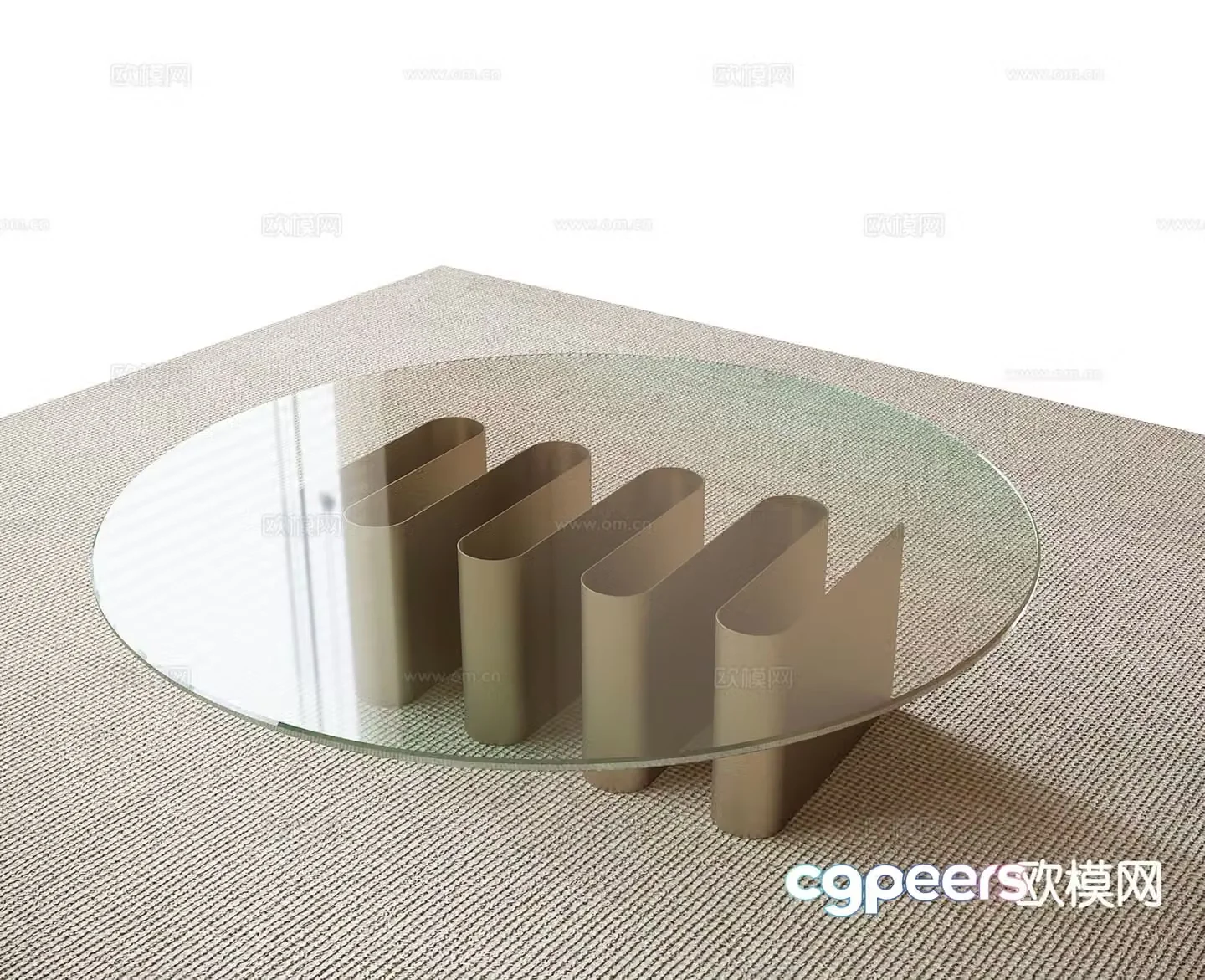 Glass coffee table round coffee table 3d model