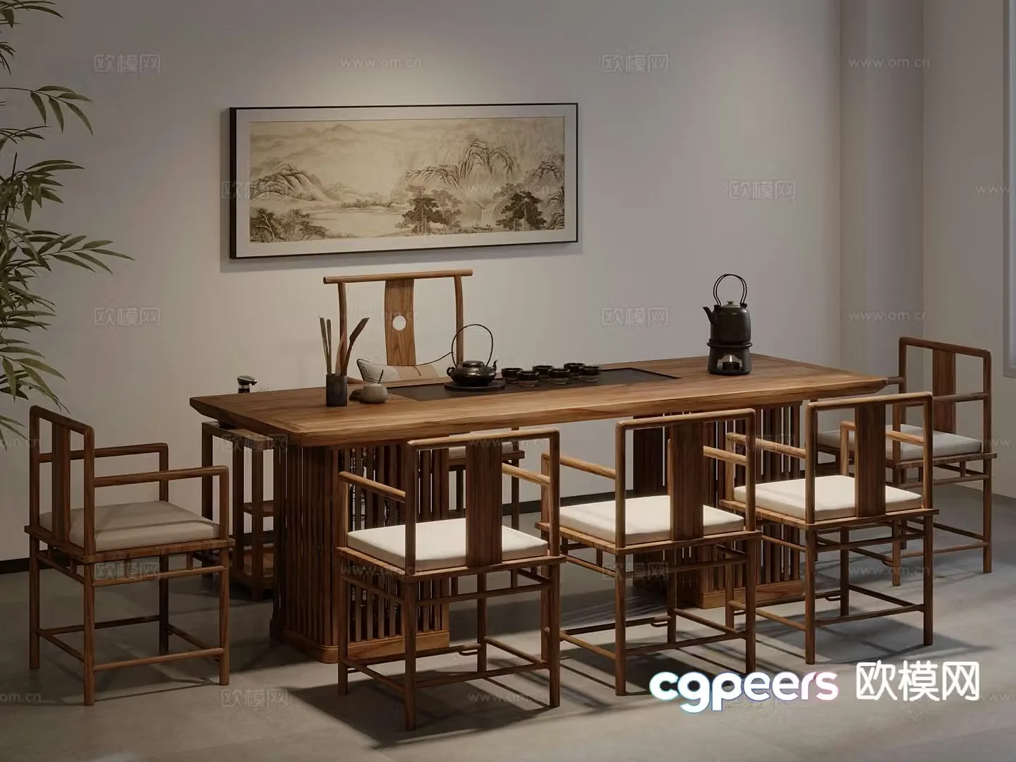 New Chinese style tea table tea table 3d model