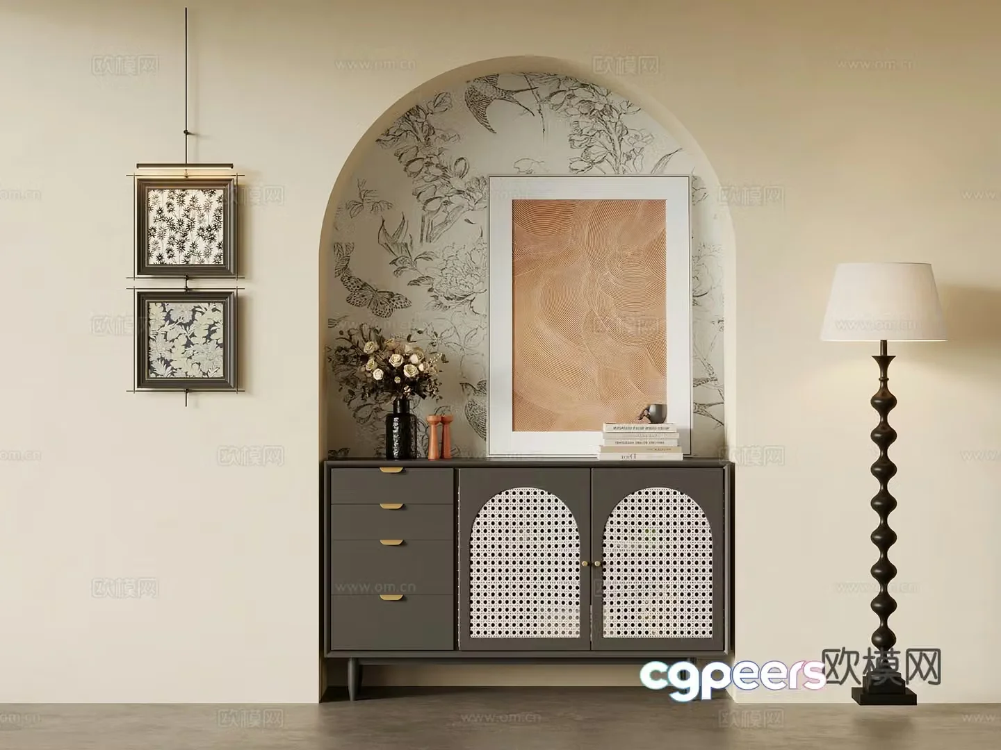 French entryway cabinet 3d model