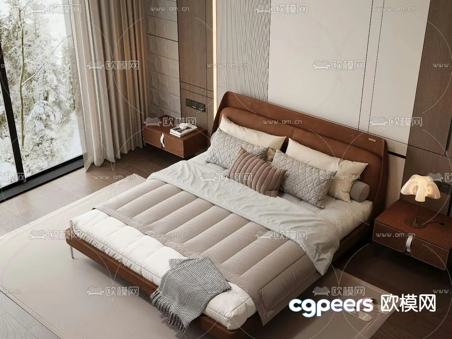 Modern double bed 3d model