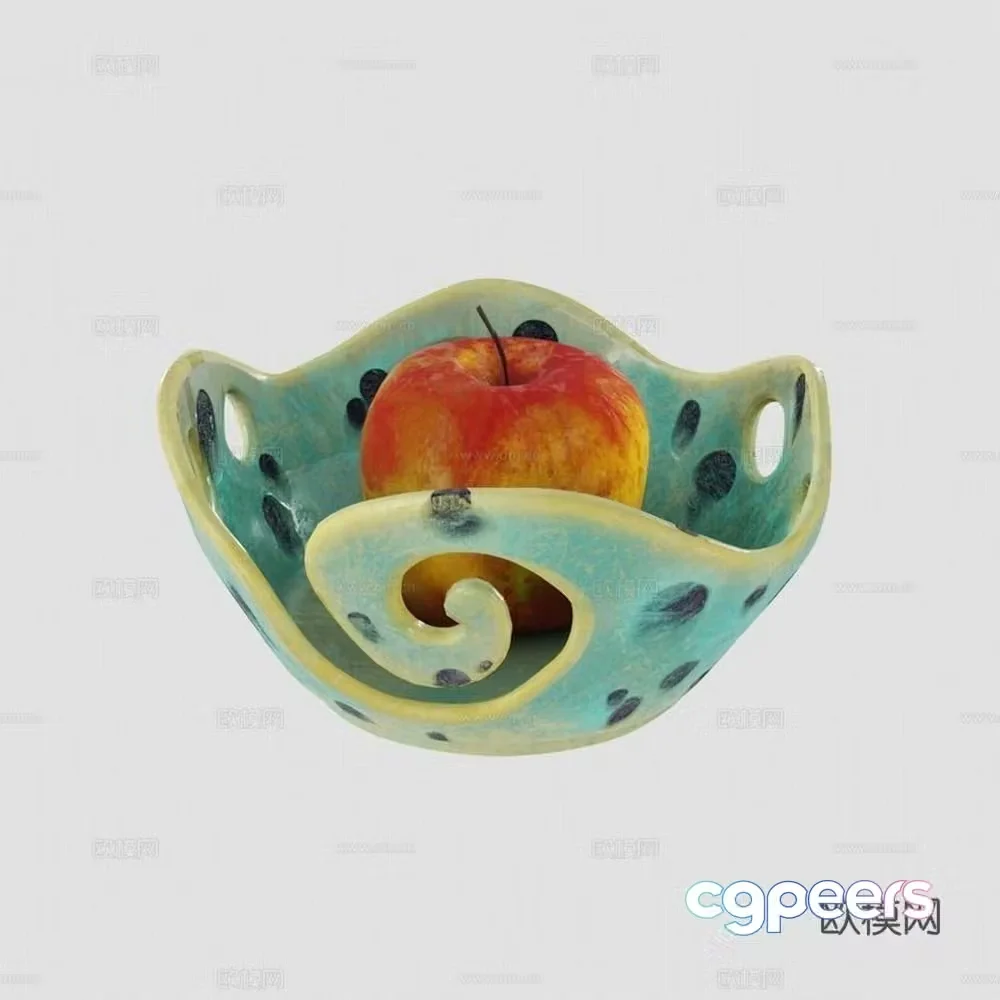 apple fruit ceramic fruit plate 3d model