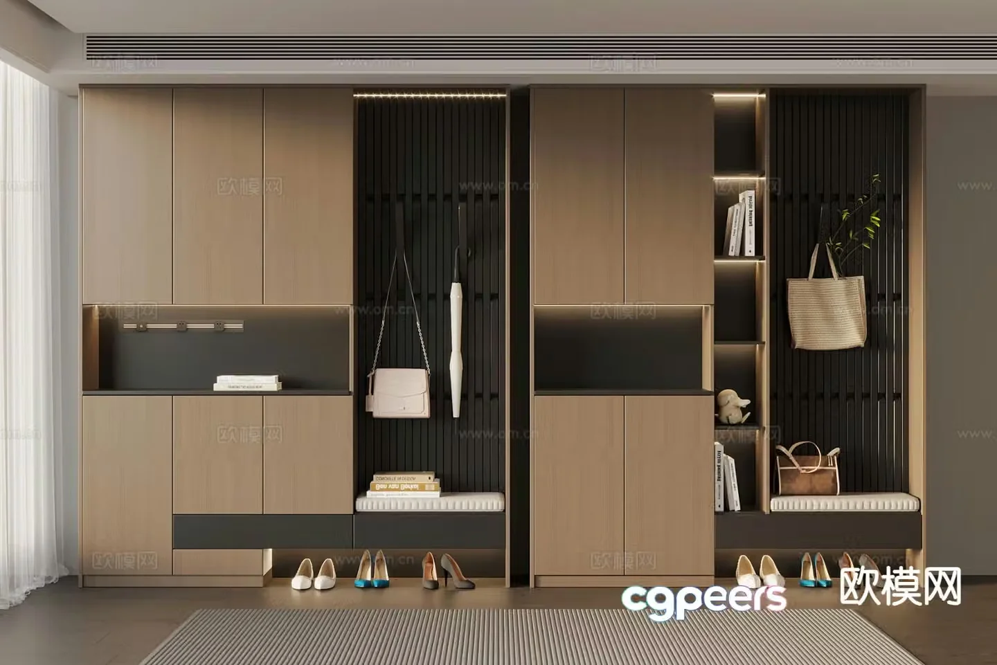 Italian style shoe cabinet home shoe cabinet entrance shoe cabinet 3D model