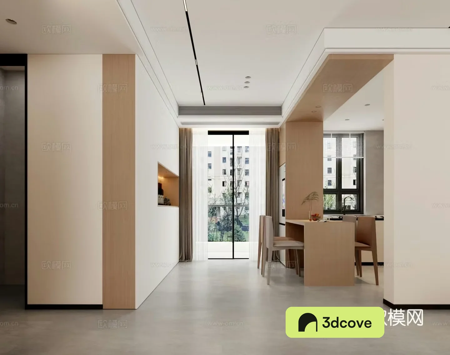 Modern dining room open kitchen