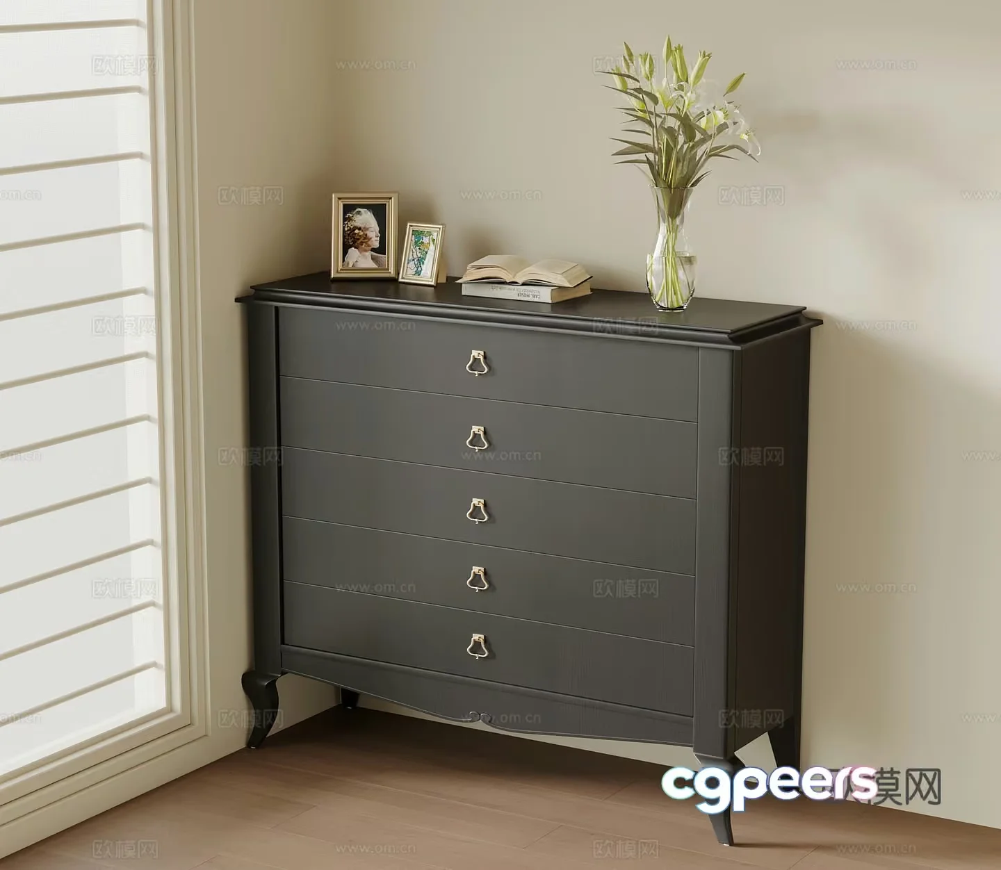 A Gray Dresser 3D Model – 22146 – VRAY Render