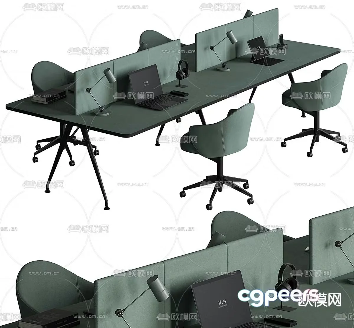 Office desk chair work station card space 3D model