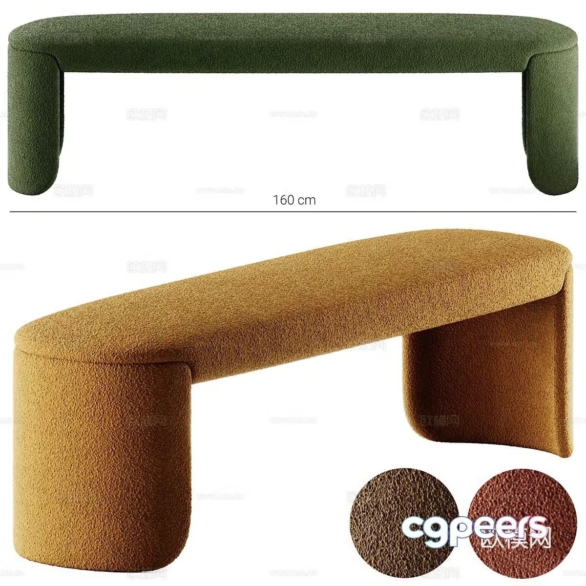 New Chinese Bross Petal Cloth Bench 3D Model