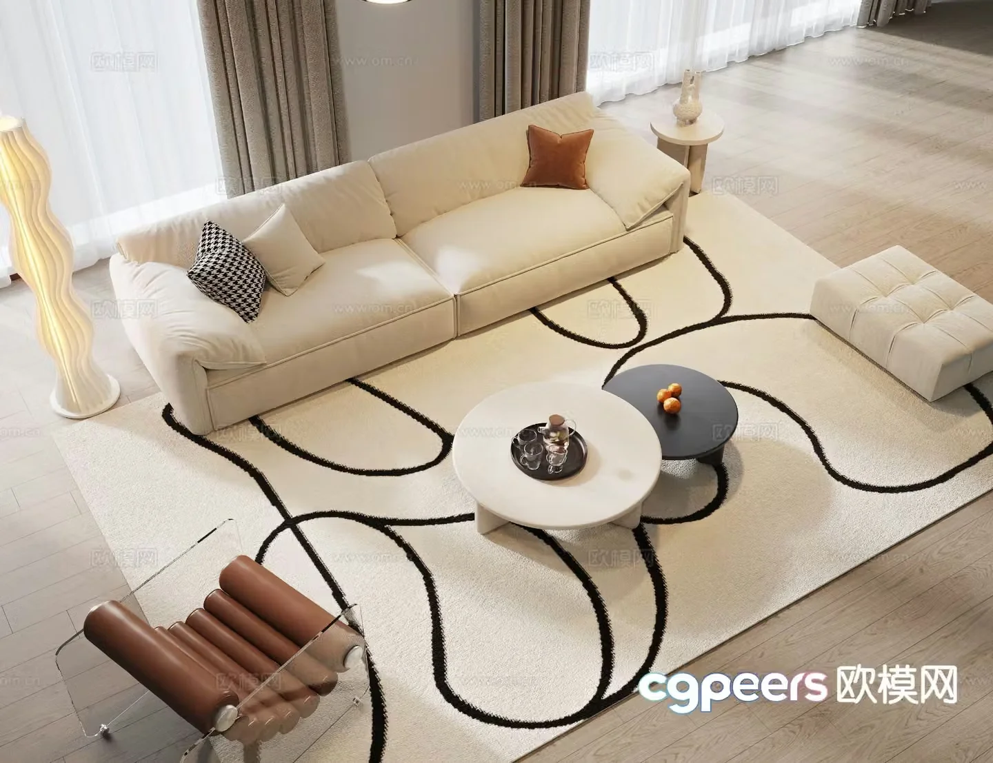 Modern modular sofa upholstered sofa 3d model