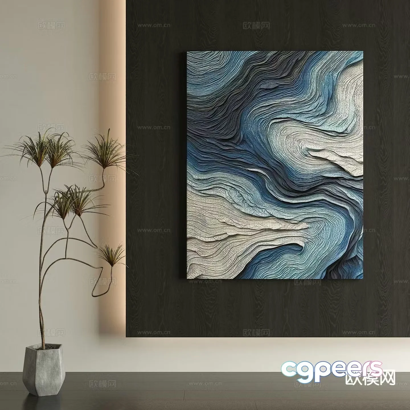 Wabi-sabi painting texture painting decorative painting hanging painting 3D model