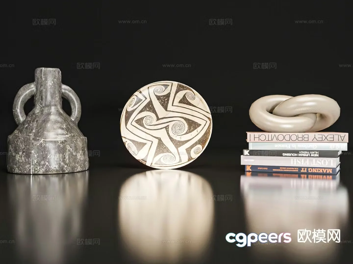 Ornaments earthen pots clay pots 3D model