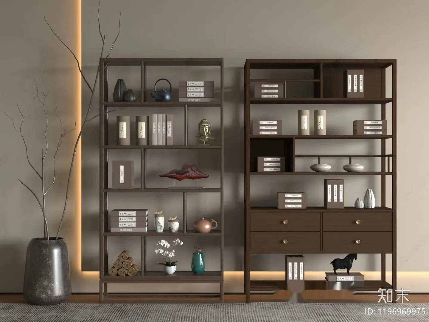 Modern Shelving Units 3D Model – 11100 – VRAY Render