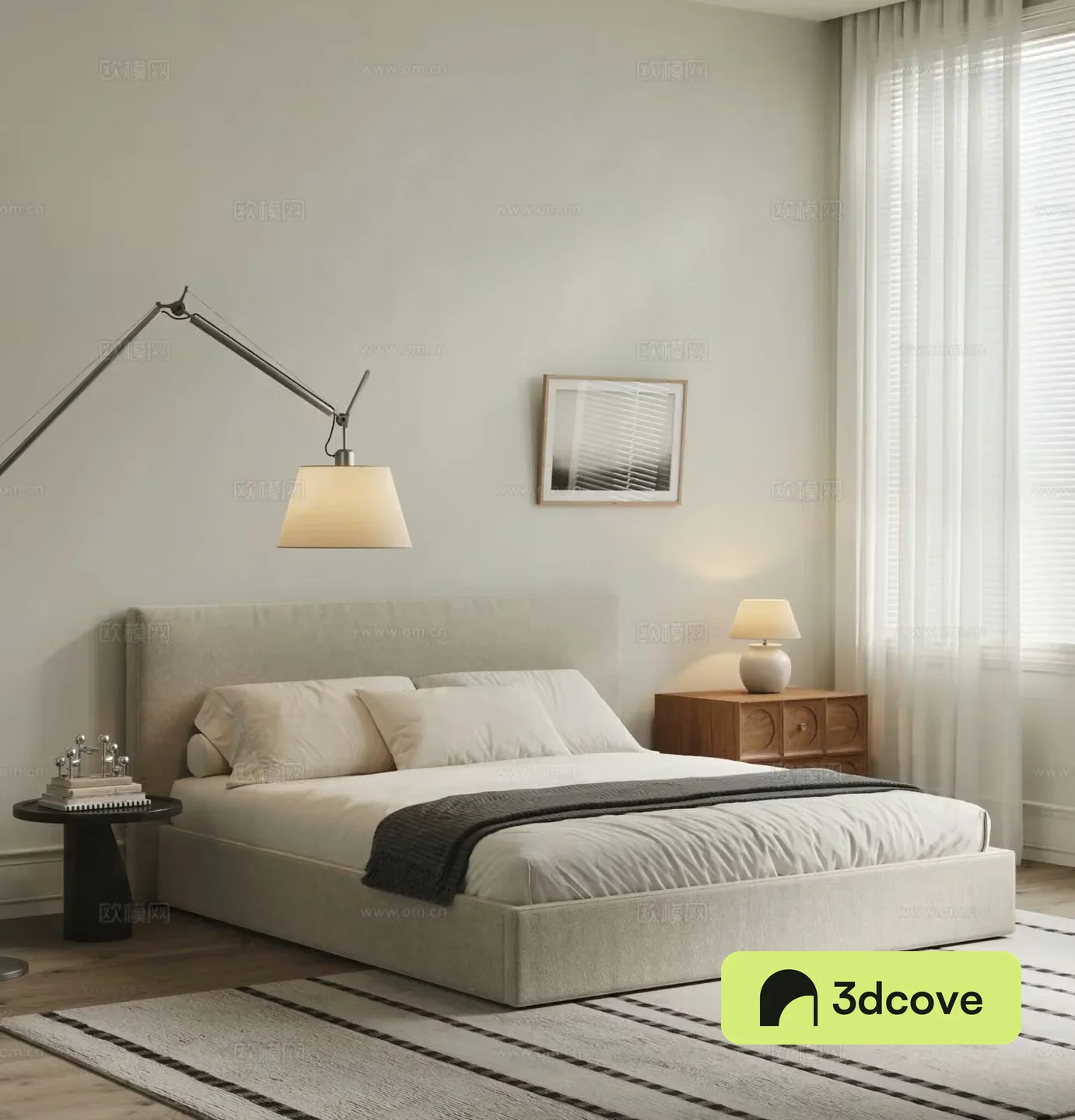 Modern cream style double bed bedroom bedding back bedding master bedroom bedding floor lamp
