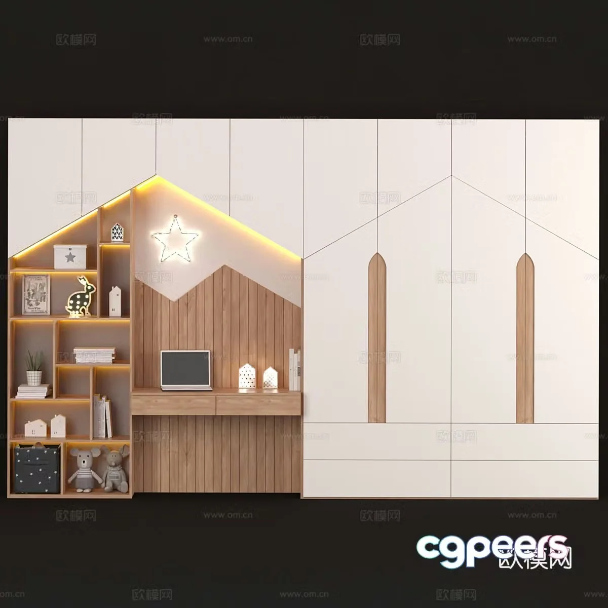 Modern Nordic children’s wardrobe children’s bookcase 3d model