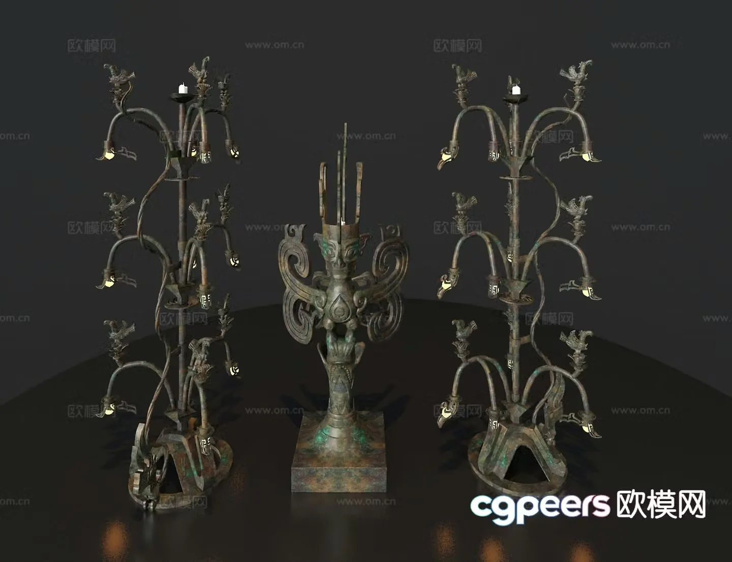 Sanxingdui Ornaments Bronze Sacred Tree 3D Model