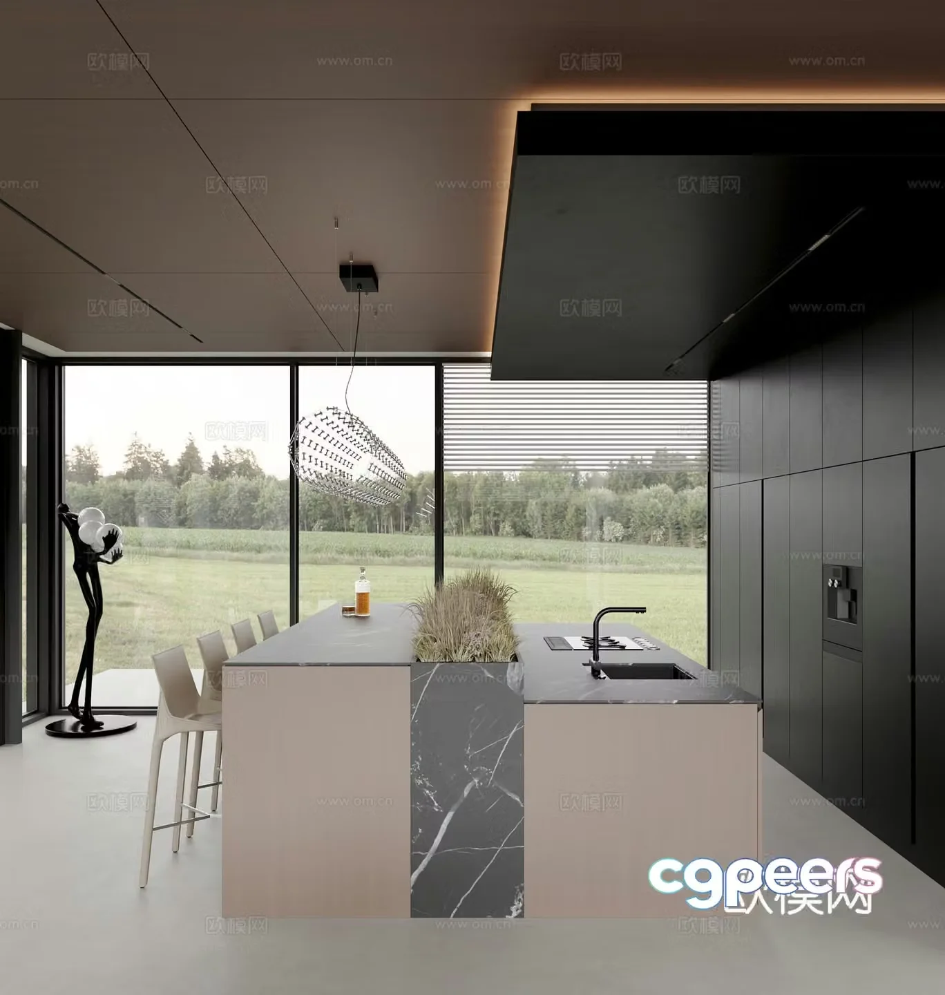 Modern Italian restaurant kitchen 3d model