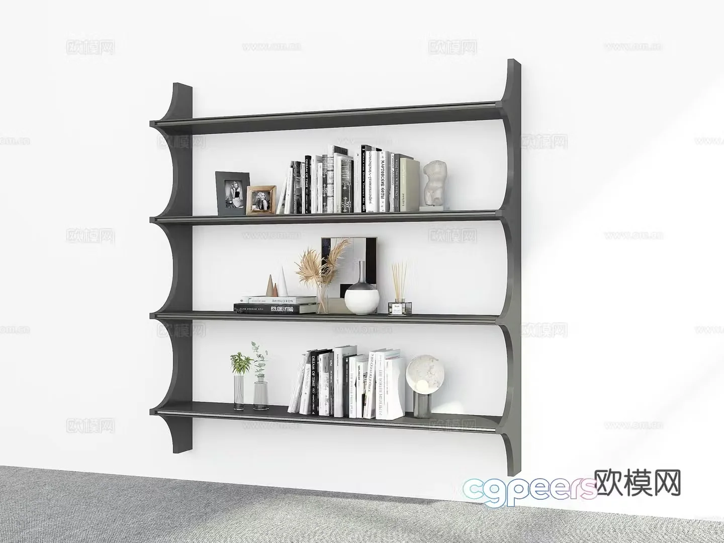 Modern wall-mounted bookshelf 3D model