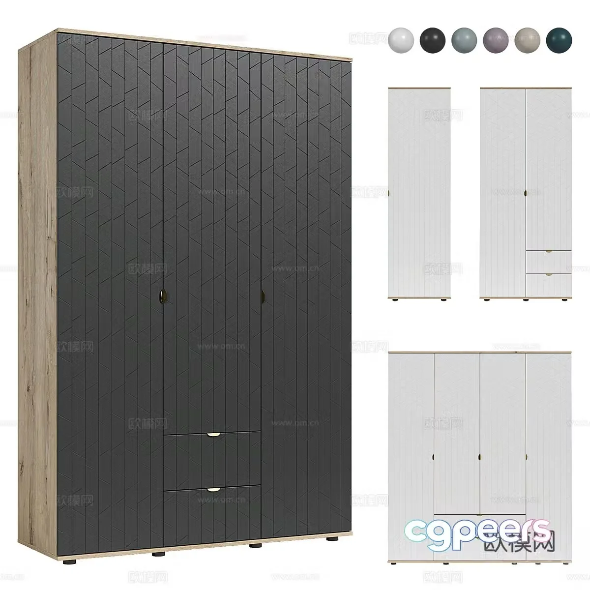 Modern Nordic finished wardrobe 3D model