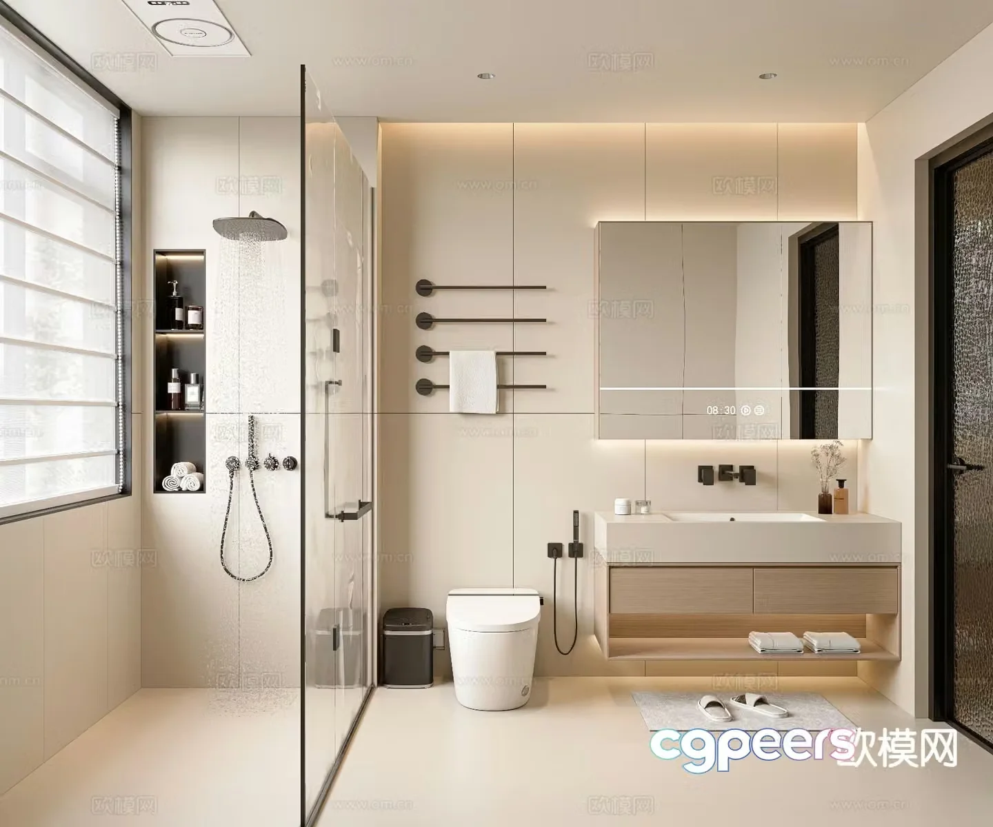 Cream style bathroom bathroom 3d model