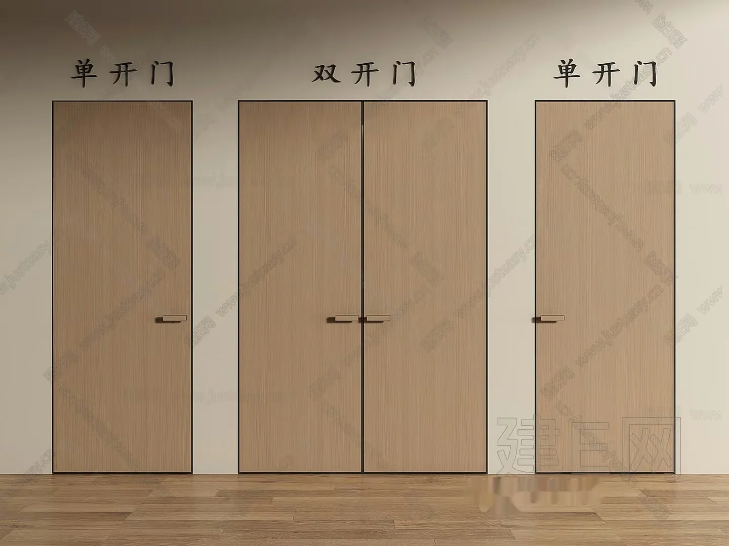 Three Wooden Doors With Asian Writing Above Them 3D Model – 7822 – VRAY Render