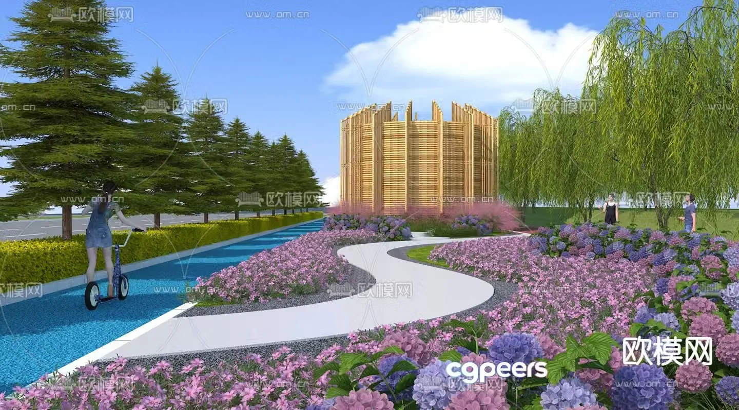 Modern garden landscape sketch 3D model