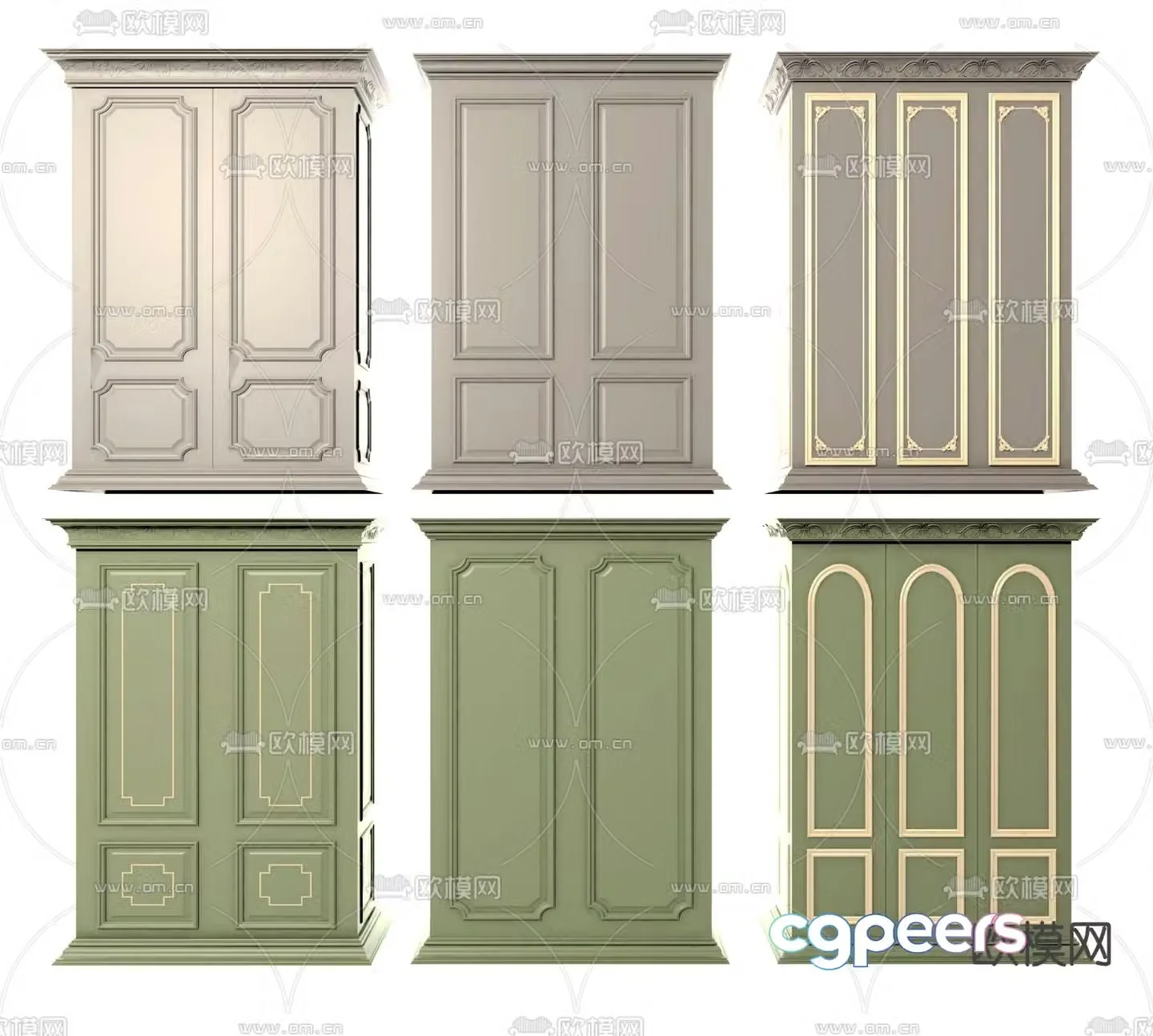 Simple European Wardrobe Storage Cabinet 3D Model