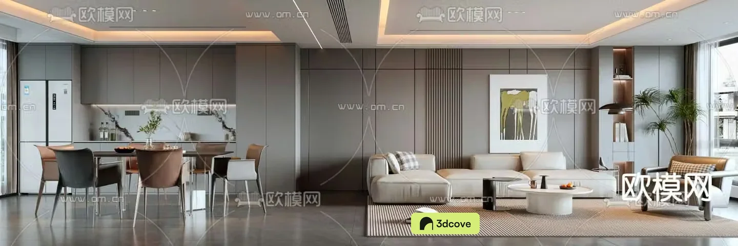 Modern living and dining room