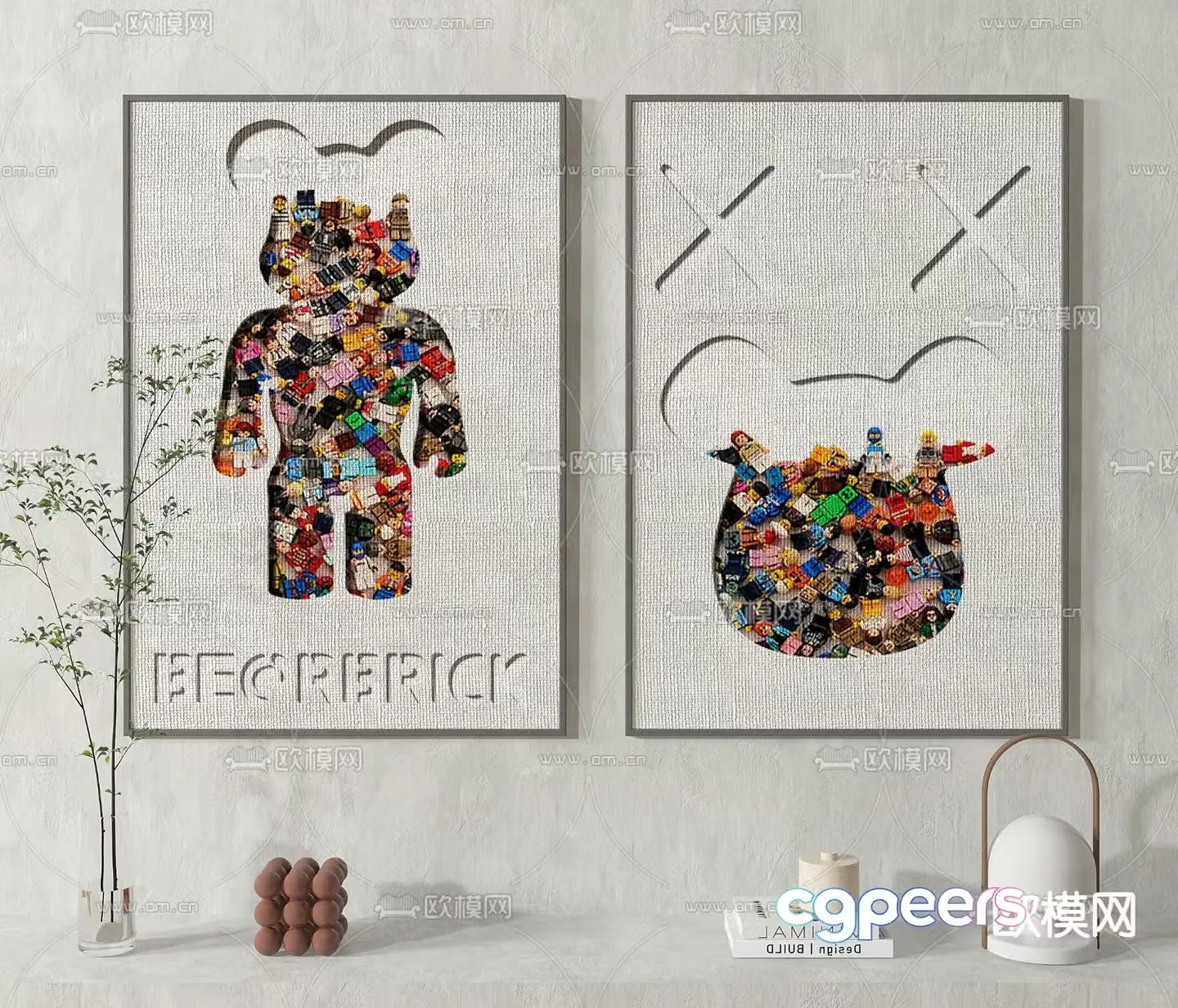 KAWS trendy decorative painting three-dimensional painting 3D model