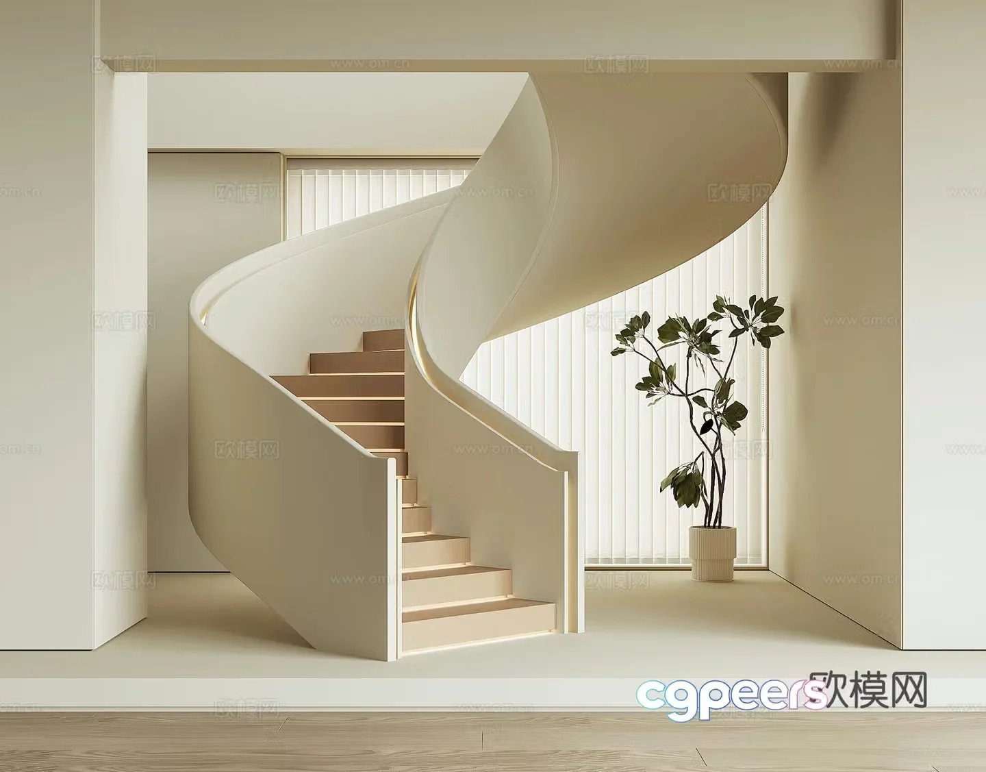 Modern spiral staircase 3d model