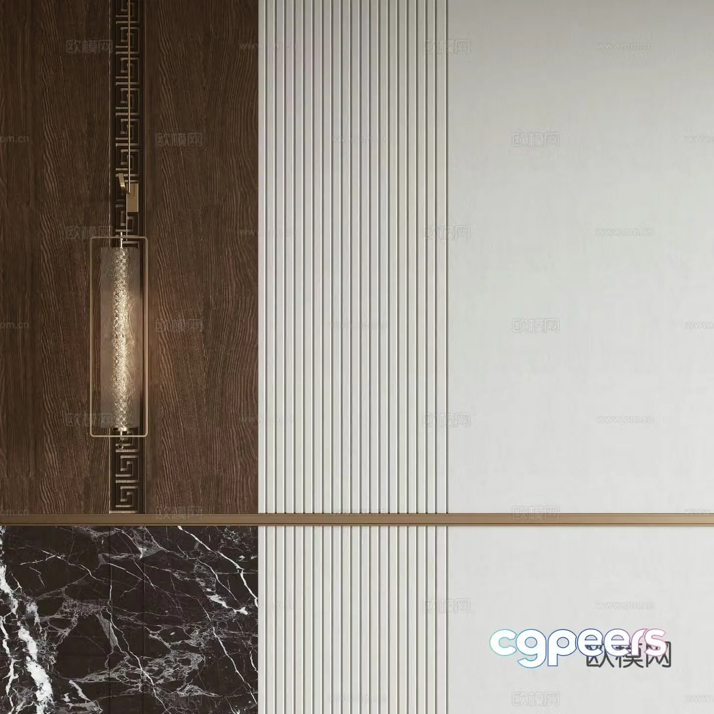 New Chinese hard package background wall 3D model