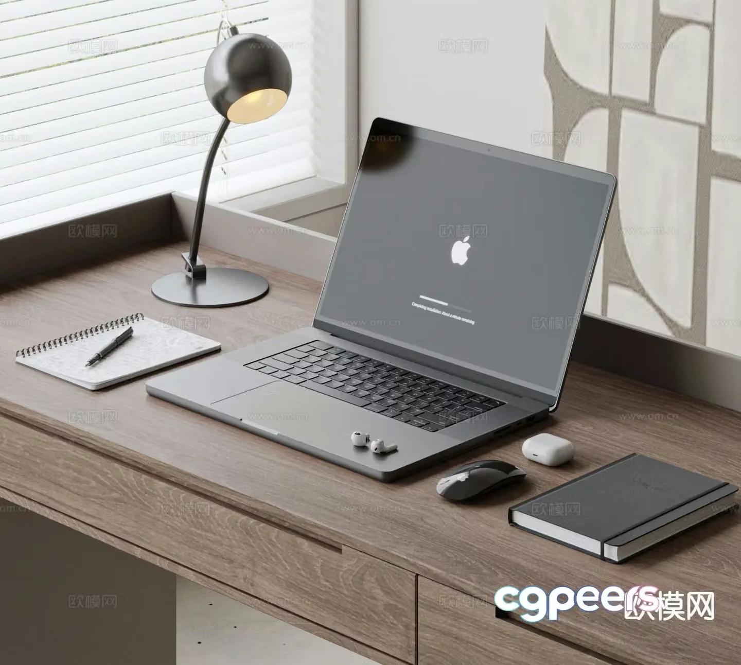 Apple laptop office supplies 3d model