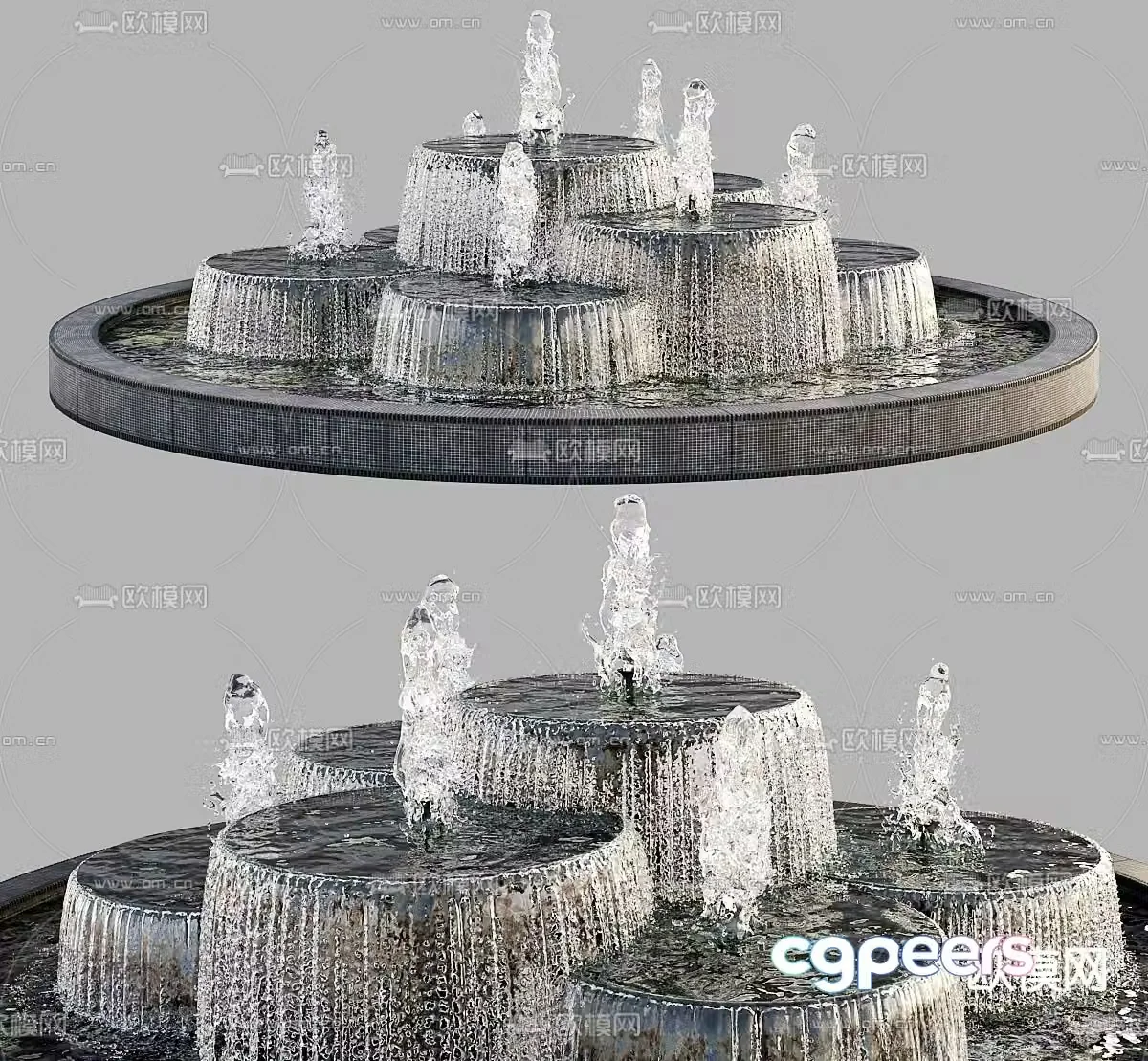 fountain water feature pool 3d model