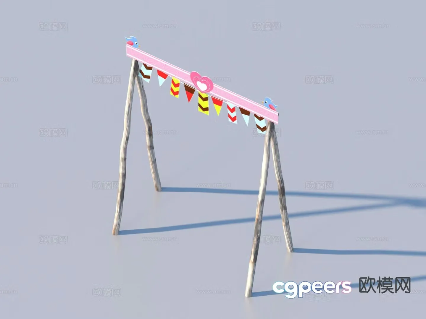 Hanging flag colorful flag decorative flag flag door 3d model