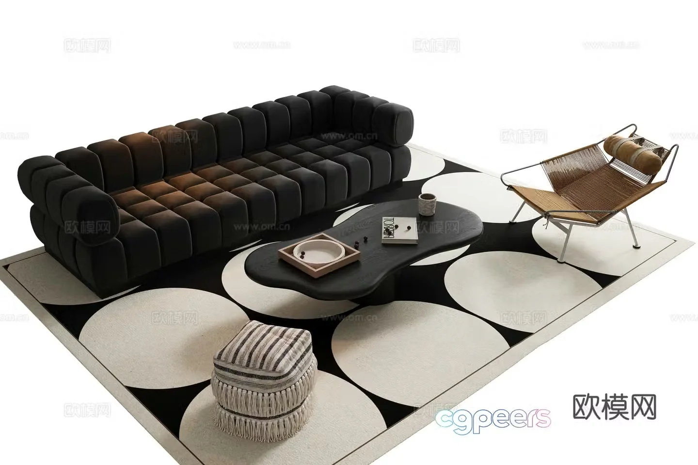 Modern sofa coffee table combination 3D model