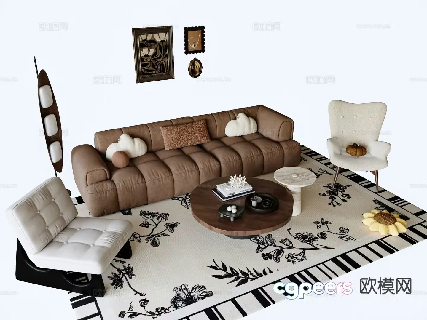 Medieval style modular sofa 3D model
