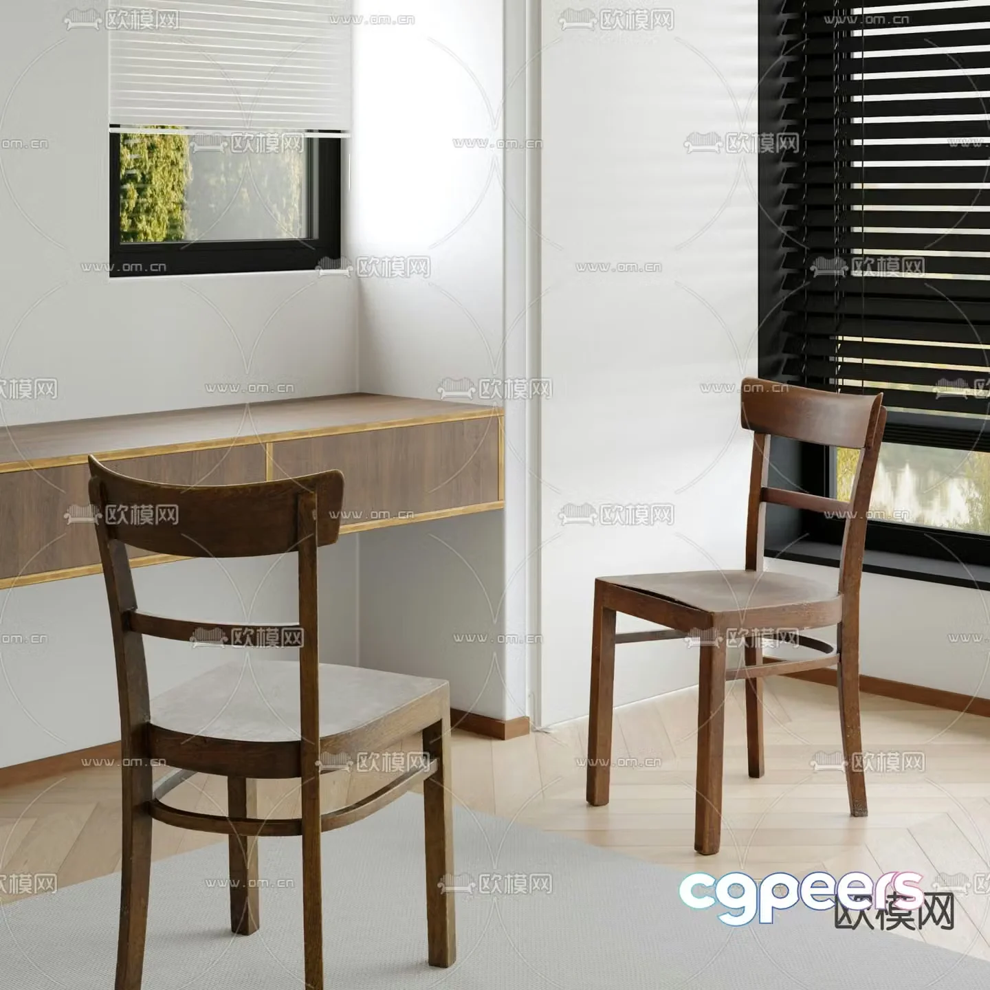 Medium style chair dining chair 3d model