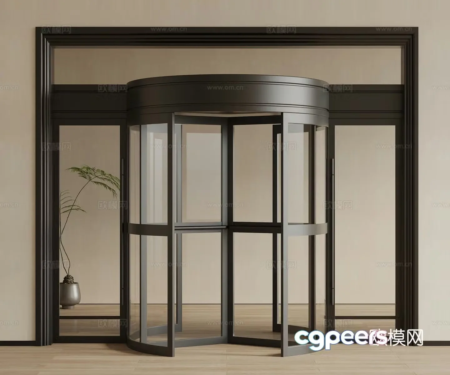 Modern electric revolving door Induction door Hotel door 3D model