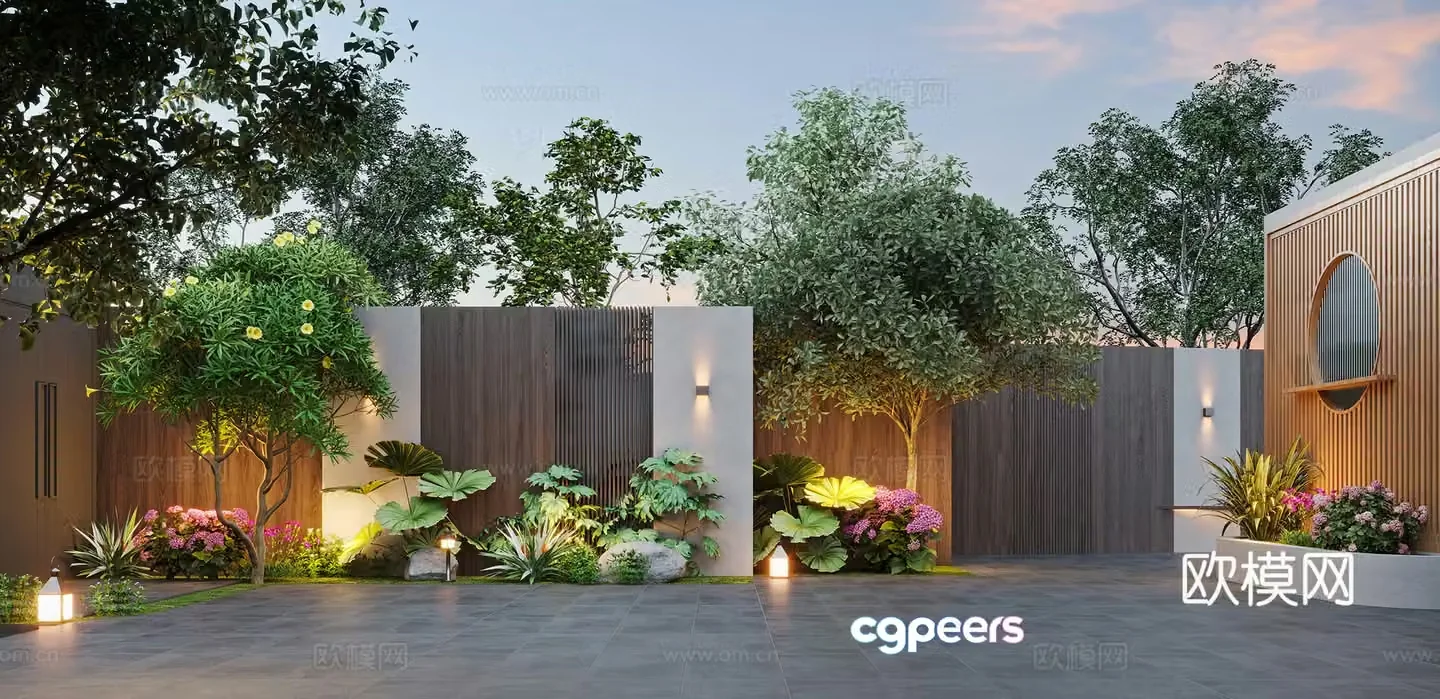 Modern garden landscape 3d model