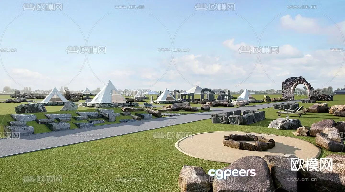 garden landscape outdoor camping resort 3d model