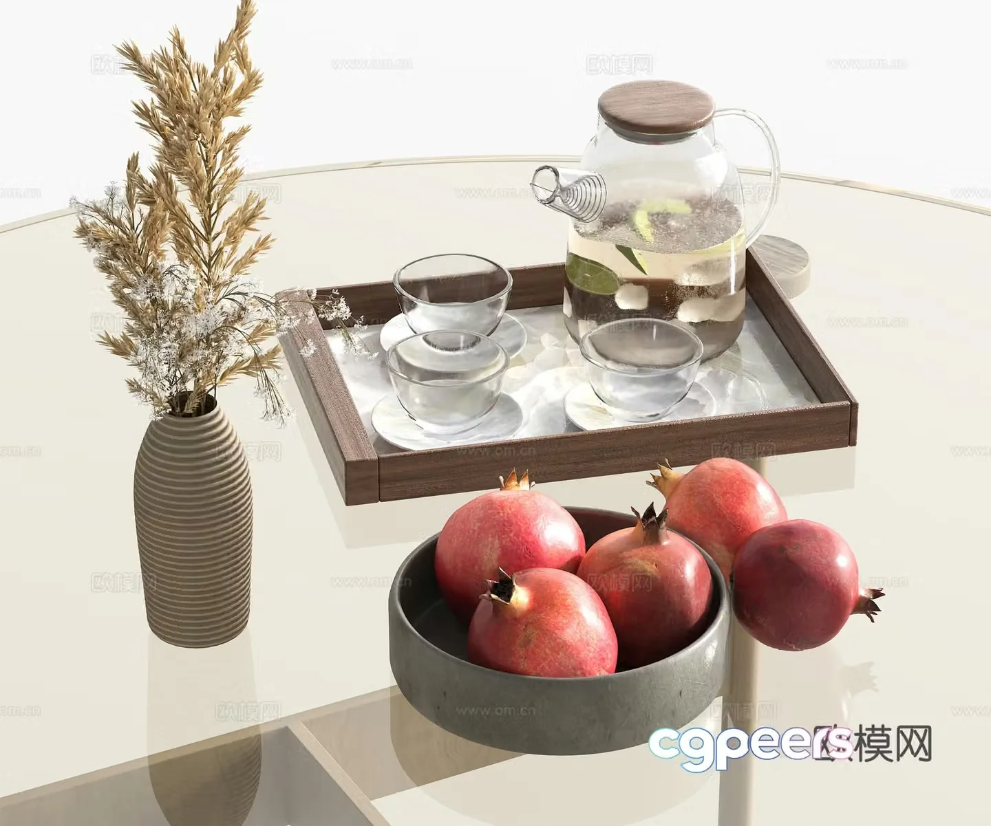 Chinese style Wasabi desktop ornaments Fruit beverage flower ornaments Beverage tray ornaments Sideboard ornaments 3D model