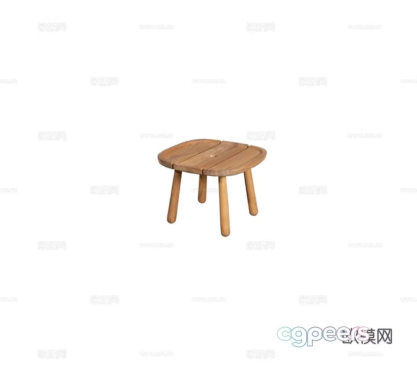 Modern outdoor courtyard garden terrace coffee table side table teak table teak table teak stool combination 3D model
