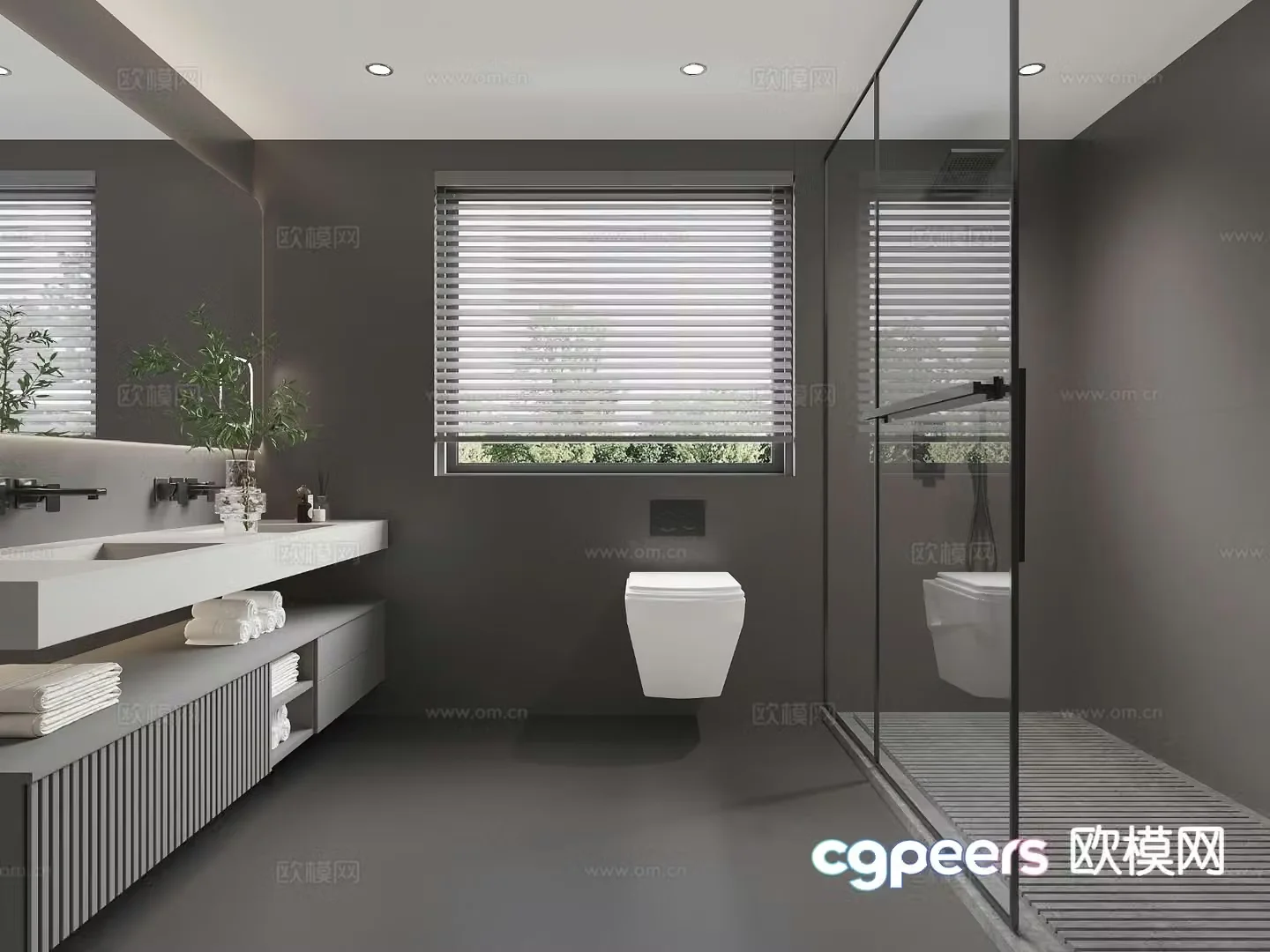 Premium gray bathroom bathroom 3d model